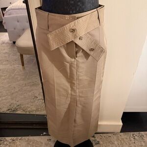 Zara Long Tan Skirt With Belt